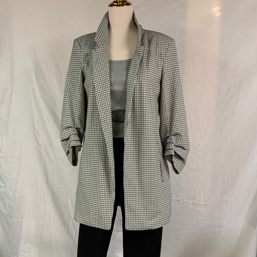 Rachel Zoe Checkered open front blazer size L